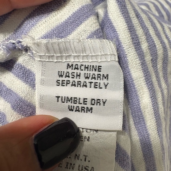 Cut Loose Lavender and White Striped Midi Dress. Cotton/Linen Blend. Made in USA - Picture 7 of 10